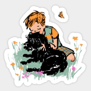 Boy and his dog Sticker